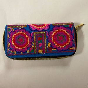 Colorful embroidered wallet